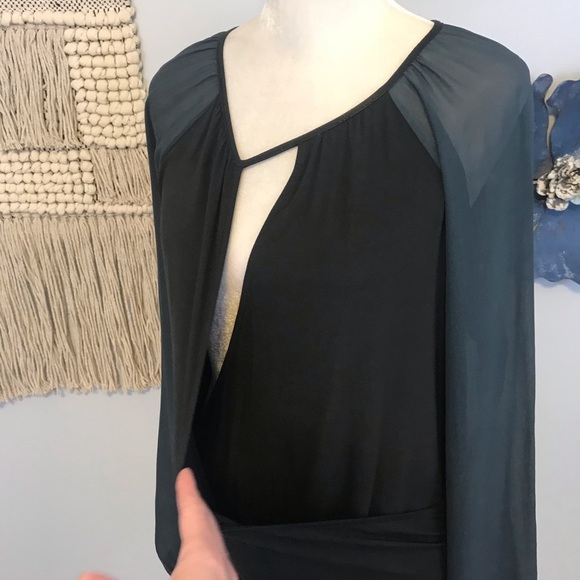 Michael Stars sheer Sleeve faux Wrap top - Picture 5 of 8